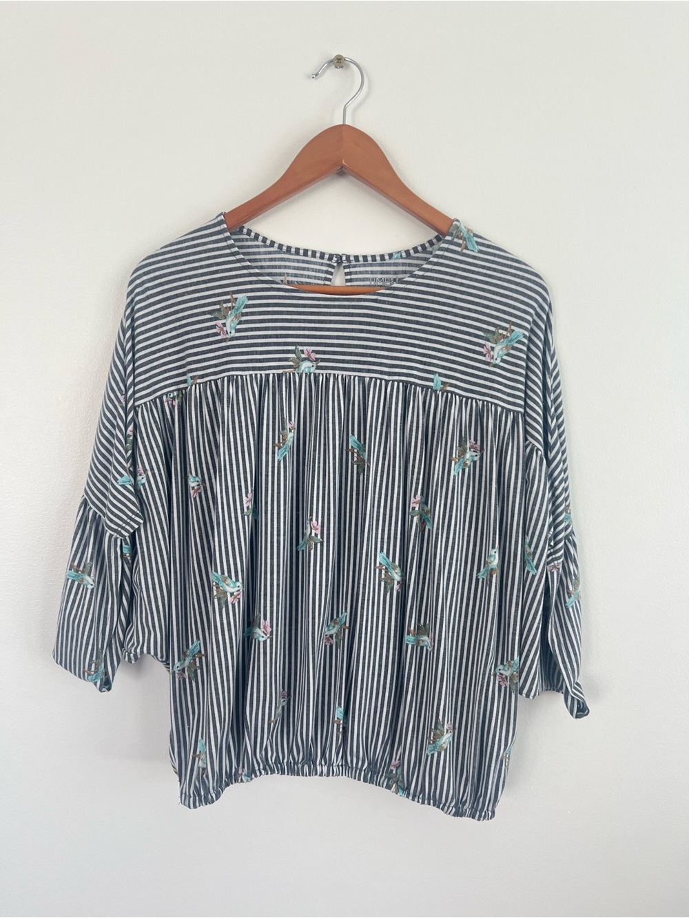Time and Tru Bird Print Top